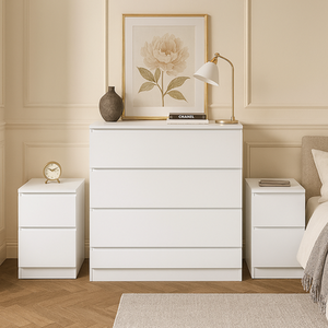 3 Piece Furniture Set Chest of Drawers Bedside Tables Birlea Oslo - White by Birlea