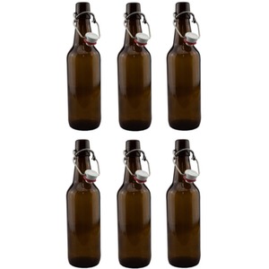 6 Brown Swing Top Beer Bottles - Brown by Youngs
