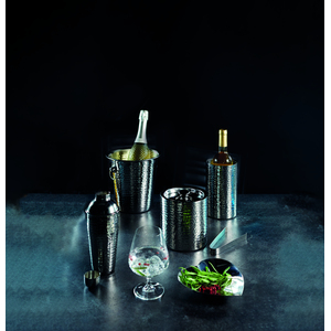 BarCraft Hammered-Steel Sparkling Wine Champagne Bucket with Ring Handles - Silver by BARCRAFT
