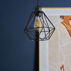 Casco Black Ceiling Light Pendant With Black Wire Shade - Black by ValueLights