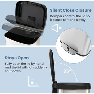 68L Step Trash Can Garbage Bin - Silver by Costway