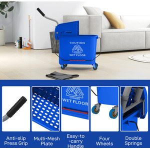 HOMCOM Mop Bucket with Wringer Wheels by HOMCOM