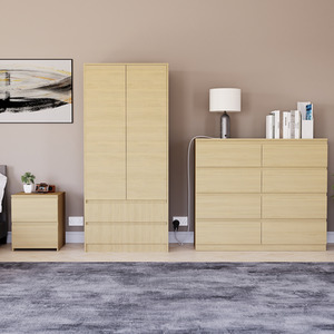 Denver Bedroom Set (2 Drawer Bedside, 8 Drawer Chest, 2 Door 2 Drawer Wardrobe) by Vida Designs