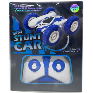 Mini Remote Conntrolled Stunt Car - Blue and White