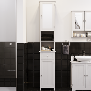 Priano 2 Door Tall Cabinet With Mirror - White by Vida Designs