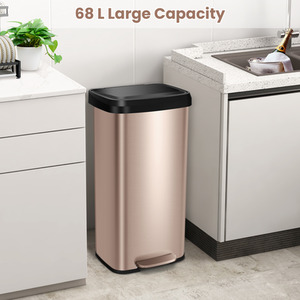 68L Step Trash Can Garbage Bin - Gold by Costway
