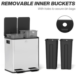 HOMCOM 20L Dual Kitchen Bin with Removable Inner Buckets by HOMCOM