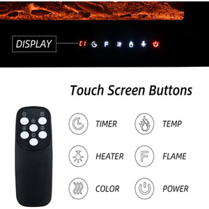 Wall-Mounted and Recessed Electric Fireplace with Stand - Black / 127cm by Livingandhome