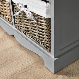 Home Source Lichfield 6 Willow Basket Drawer Chest Storage Unit - Grey by Home Source