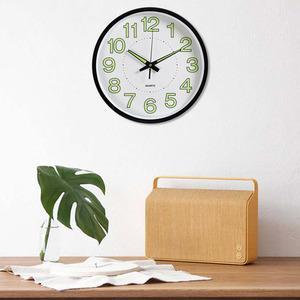 Round Luminous Pastic Wall Clock - White & Black by Livingandhome