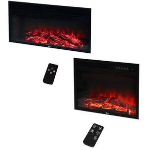 Electric Fireplace with Elegant Wooden Mantel - White by Kidkid