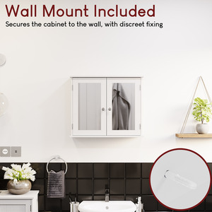 Priano 2 Door Mirrored Wall Cabinet - White by Vida Designs