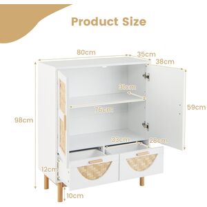 Kitchen Storage Cabinet with 2 Door - White by Costway