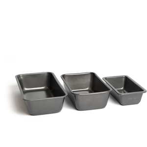 Set of 3 Non-Stick Carbon Steel Loaf Tins - Grey by MasterClass