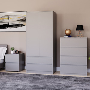 Denver Bedroom Set (2 Drawer Bedside, 4 Drawer Chest, 2 Door 2 Drawer Wardrobe) by Vida Designs