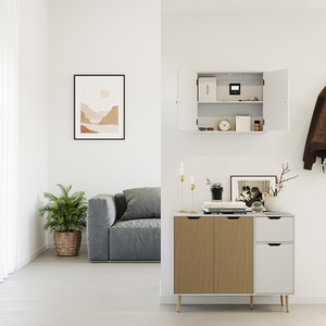 Priano 2 Door Mirrored Wall Cabinet - White by Vida Designs