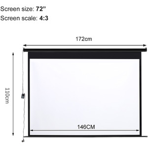 Large Electric Motorized Projector Screen - Black / 72 Inches by Livingandhome