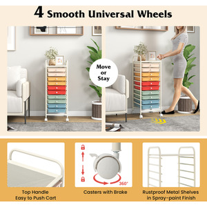 10 Drawer Rolling Storage Cart by Costway