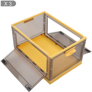 Set of 3 Foldable Storage Boxes with Wheels - Yellow by Livingandhome