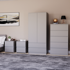 Denver Bedroom Set (2 Drawer Bedside (x2), 5 Drawer Chest, 2 Door Wardrobe) by Vida Designs