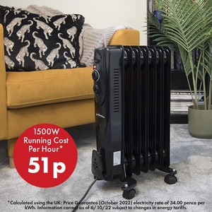 Oil Filled Radiator 1500W - Black - black by Jack stonehouse