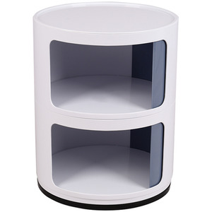 Round Beside Table Filling Cabinet Chest Unit Stockable - White Grey / 2 by Livingandhome