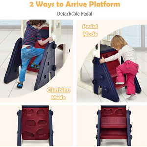 6-In-1 Toddler Climber Slide Playset - Blue & White by Costway