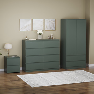 Denver Bedroom Set (2 Drawer Bedside, 8 Drawer Chest, 2 Door 2 Drawer Wardrobe) by Vida Designs