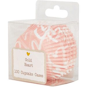Pack of 100 Hearts Cupcake Cases - Pink