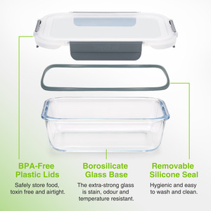 10 Piece Meal Prep Glass Containers with Lids - Clear by VonShef