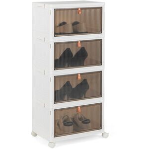 Foldable Shoe Storage Cabinet - White by Costway