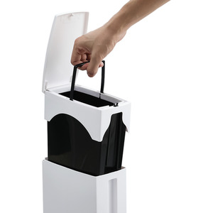 Toliet Brush with Trash Can - White by Livingandhome