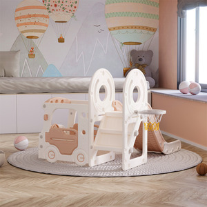 Kids Toddler Slide Climber Playset with Basketball Hoop - white by Livingandhome