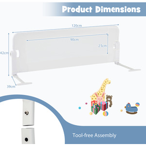 120 CM Swing Down Baby Bed Guard Rail by Costway
