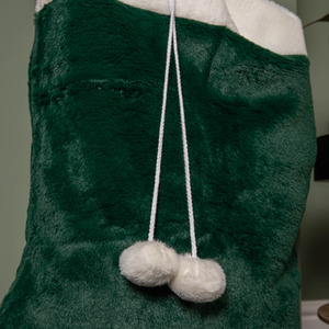 Green Christmas Sack with White Cuff and Pom Poms - Green by Samuel Alexander