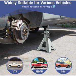 2 Tons Heavy-duty Steel High Lift Jack Stands - Grey by Costway