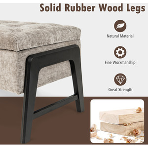 Modern Chenille Storage Bench - Grey by Costway