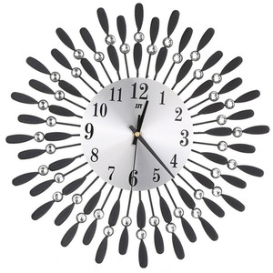 Crystal Sun-Shaped Wall Clock - Black by Livingandhome