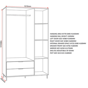 Madrid 3 Door Wardrobe Bedroom Set - Grey by Seconique