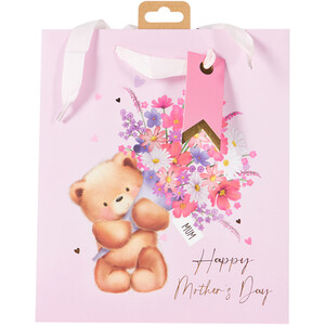 Mothers Day Cute Bear Medium Gift Bag - Pink