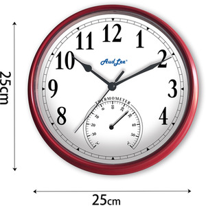 Tub Wall Clock with Thermometer - Red by Audlee