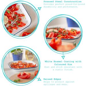 White Rectangle Enamel Baking Tray Set - 2pc - Green by Argon Tableware