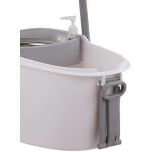 Livingandhome Spin Mop Bucket Set with 2 Extra Heads - Grey & White by Livingandhome