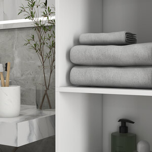 kleankin High Gloss Slim Bathroom Cabinet with Adjustable Shelves - White by kleankin