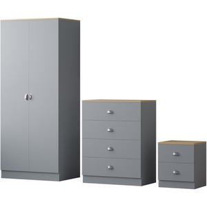 Esher 3 Piece Bedroom Furniture Set - Grey by FWStyle