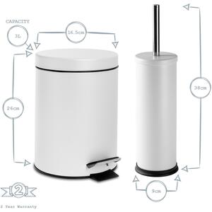 Matt Round Stainless Steel Toilet Brush Bin Set - Matte Black by Harbour Housewares