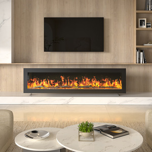 Wall-Mounted or Freestanding Electric Fireplace - Black / 152.4cm by Livingandhome