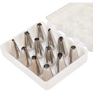 Pack of 12 Stainless Steel Piping Nozzles - Silver