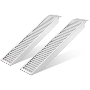 Trailer Ramp Universal Vehicle Loading Ramp with Extension Plate - Silver by Costway