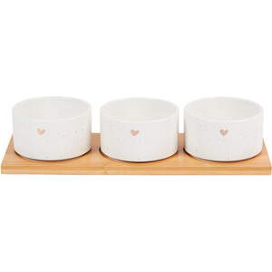 Gold Heart Set Of 3 Nibble Bowls with Board